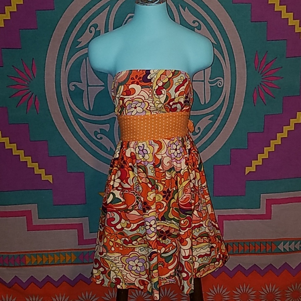 Rainbow strapless dress